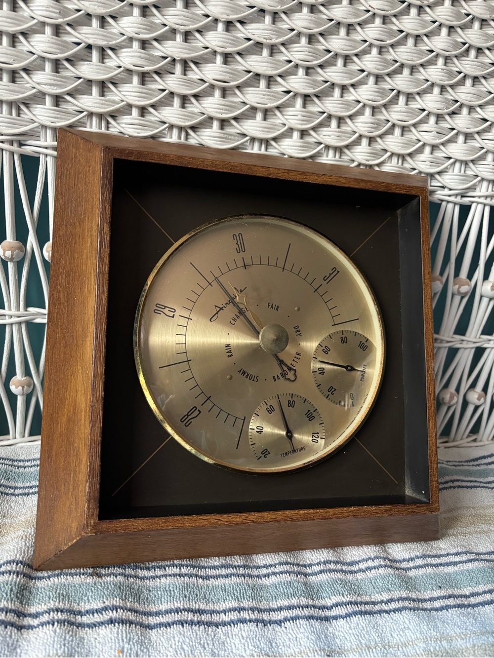 Airguide vintage weather station includes barometer,and temp